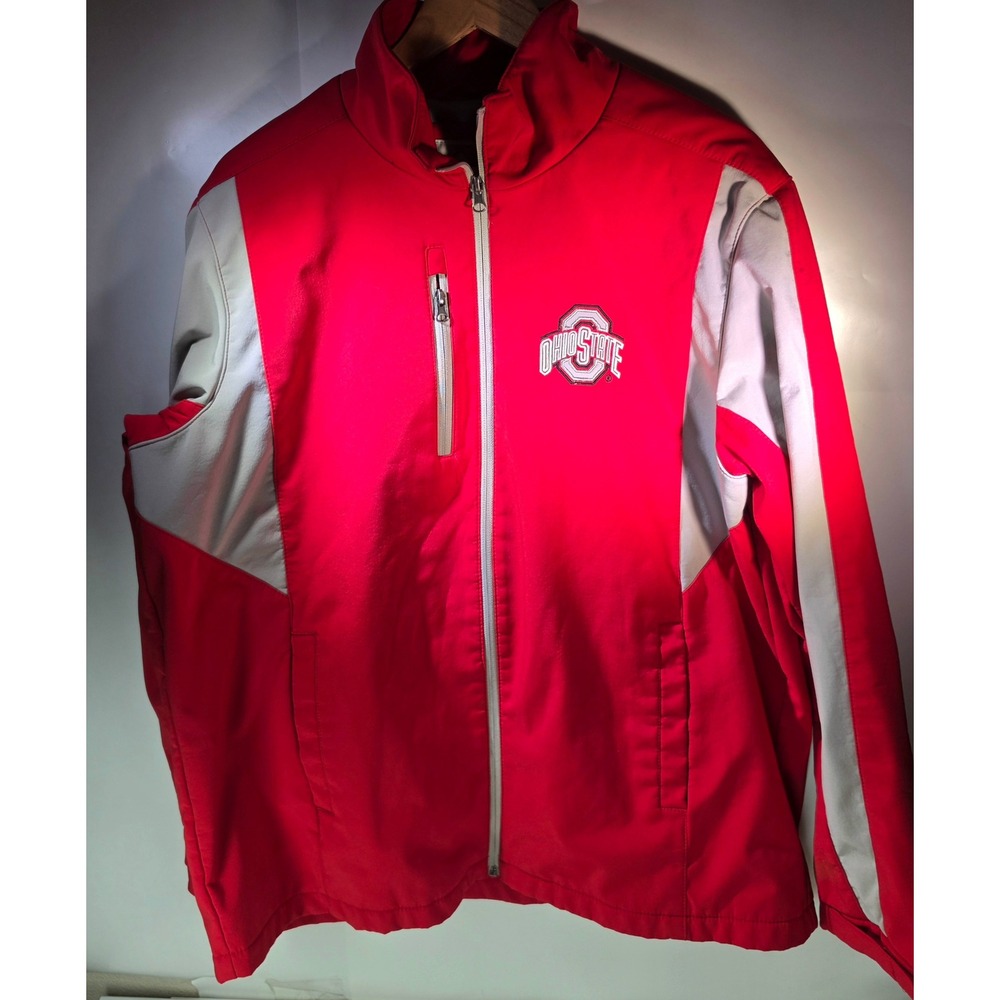 58 Sports Ohio State Buckeyes Jacket Mens XL Red Full Zip Windbreaker OSU